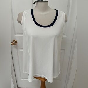 Banana Republic White Tank Top with Blue Trim ladies size large